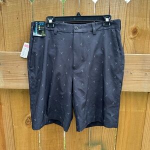Roundtree & Yorke Dark Gray Golf Short Pants with White Club Pattern NWT